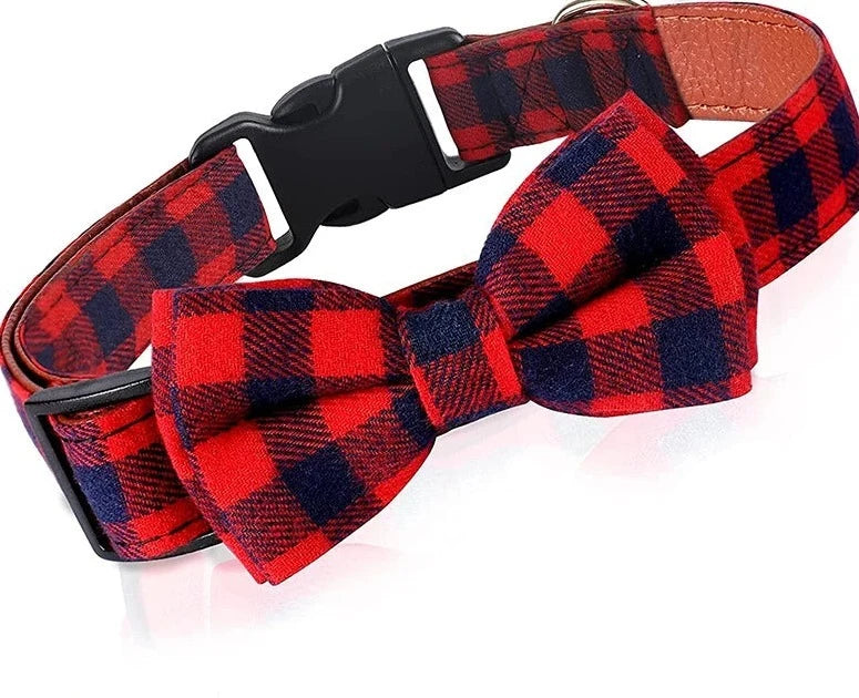 Tartan dog bow tie collar