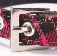 Pink tartan dog collar