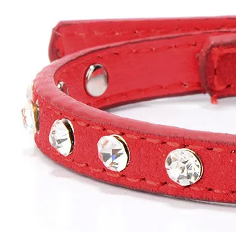 Diamond leather dog collar