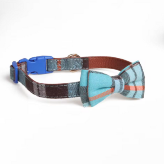 Blue Tartan dog collar