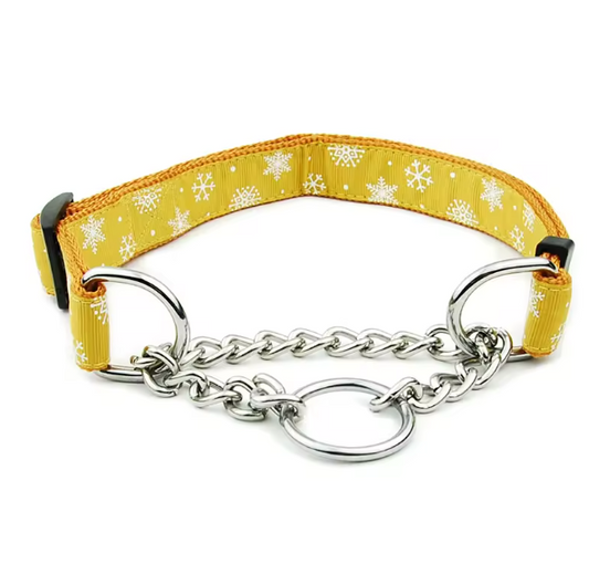 Yellow martingale dog collar