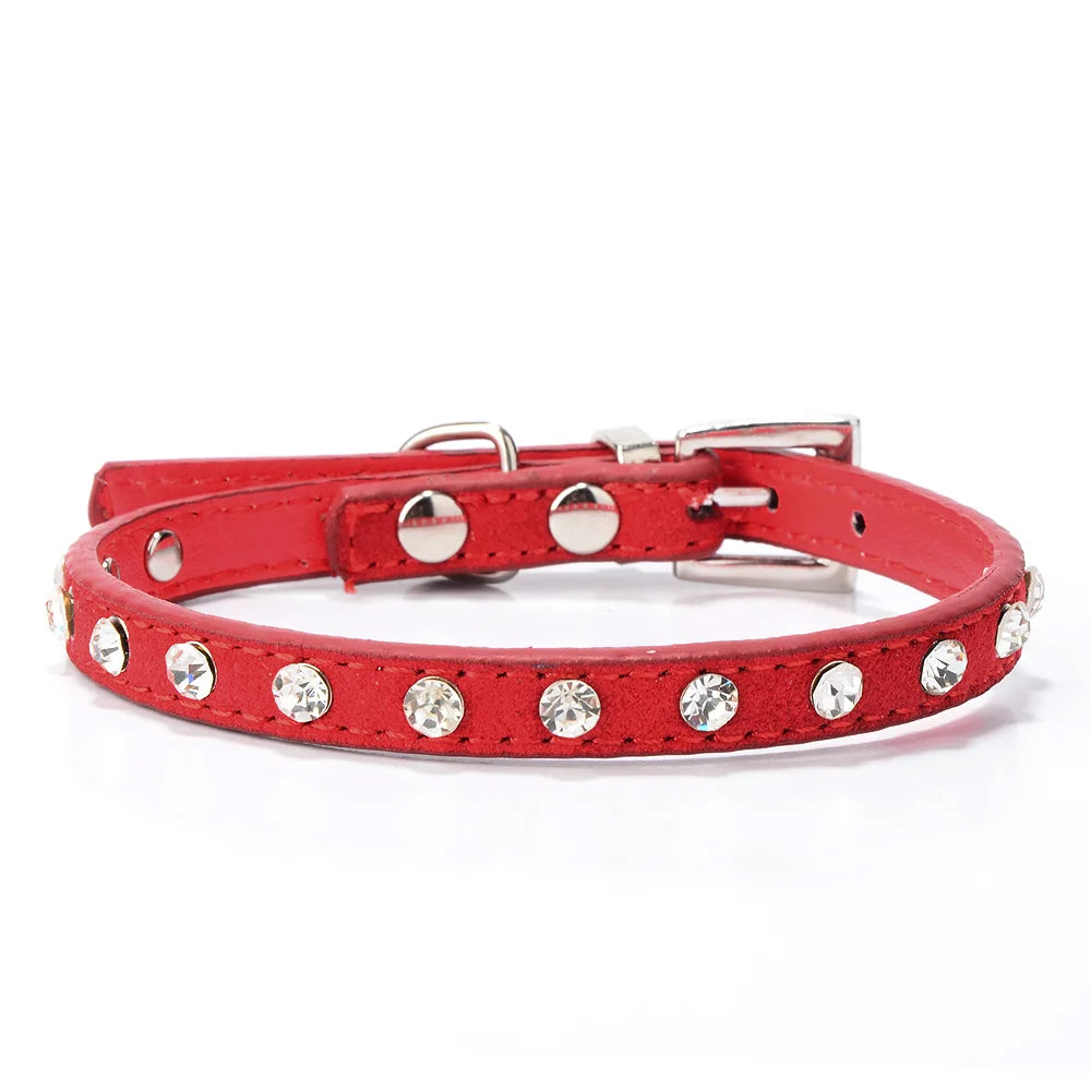 Diamond leather dog collar