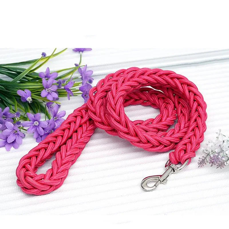 Pink rope dog lead