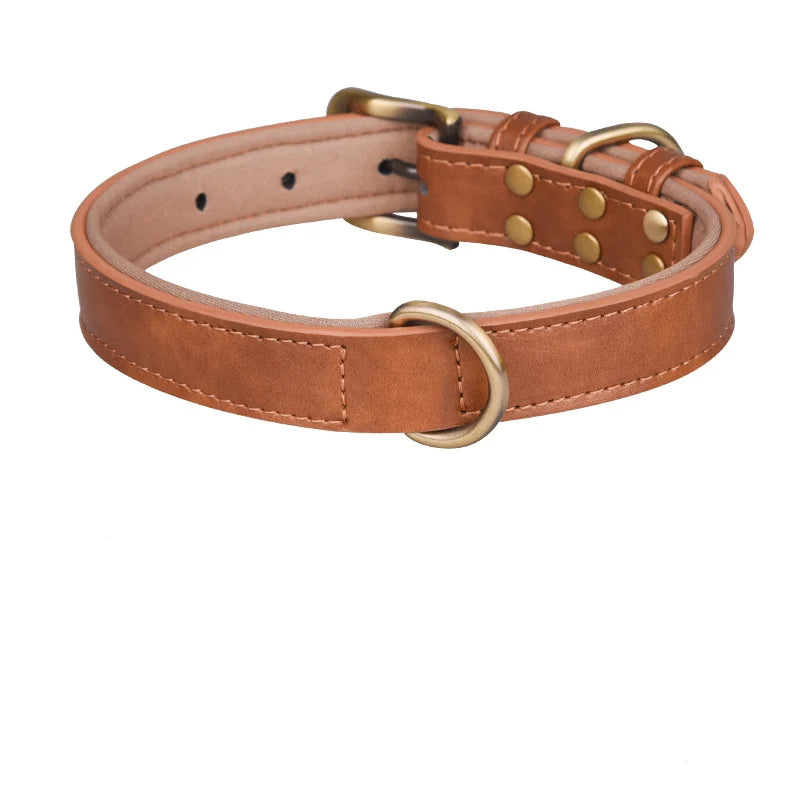 Tan leather dog collar