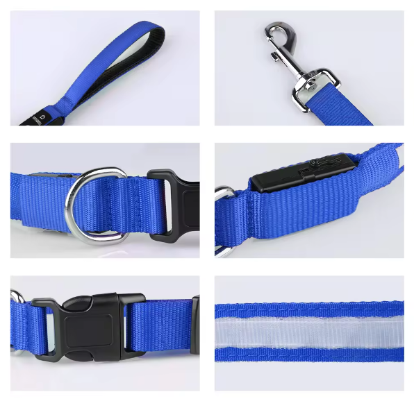 Light blue dog collar and lead