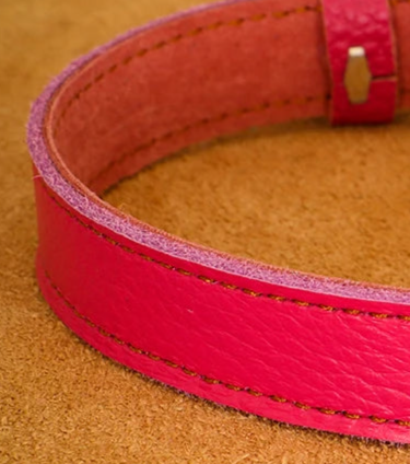 Pink leather dog collar for large dogs