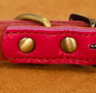 Pink leather dog collar for large dogs