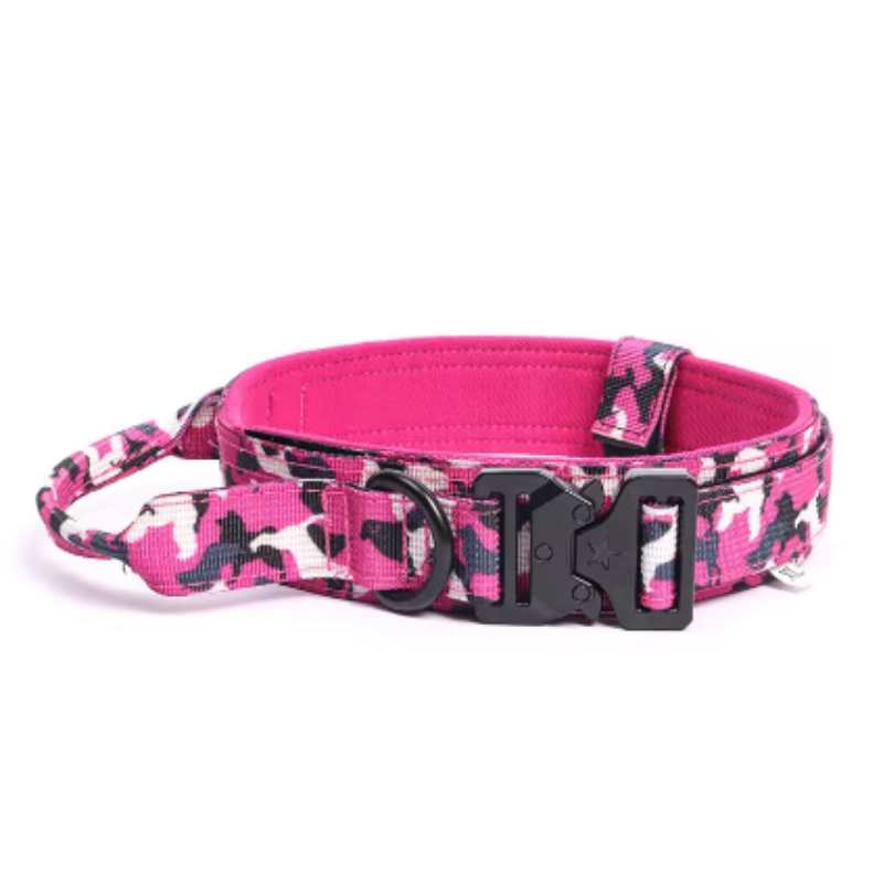 Pink camo tactical dog collar