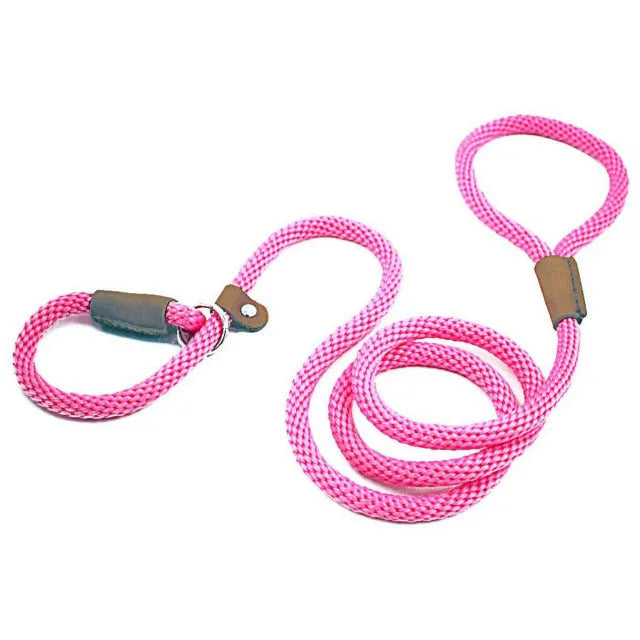 Pink rope dog collar