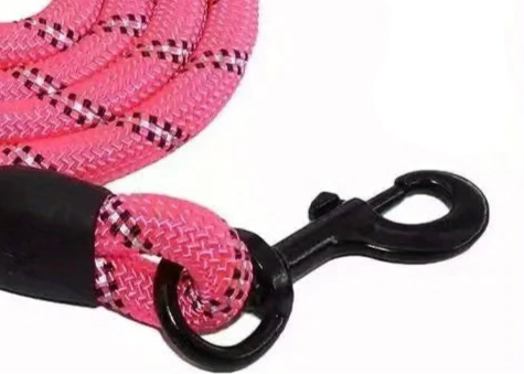 Pink rope dog lead