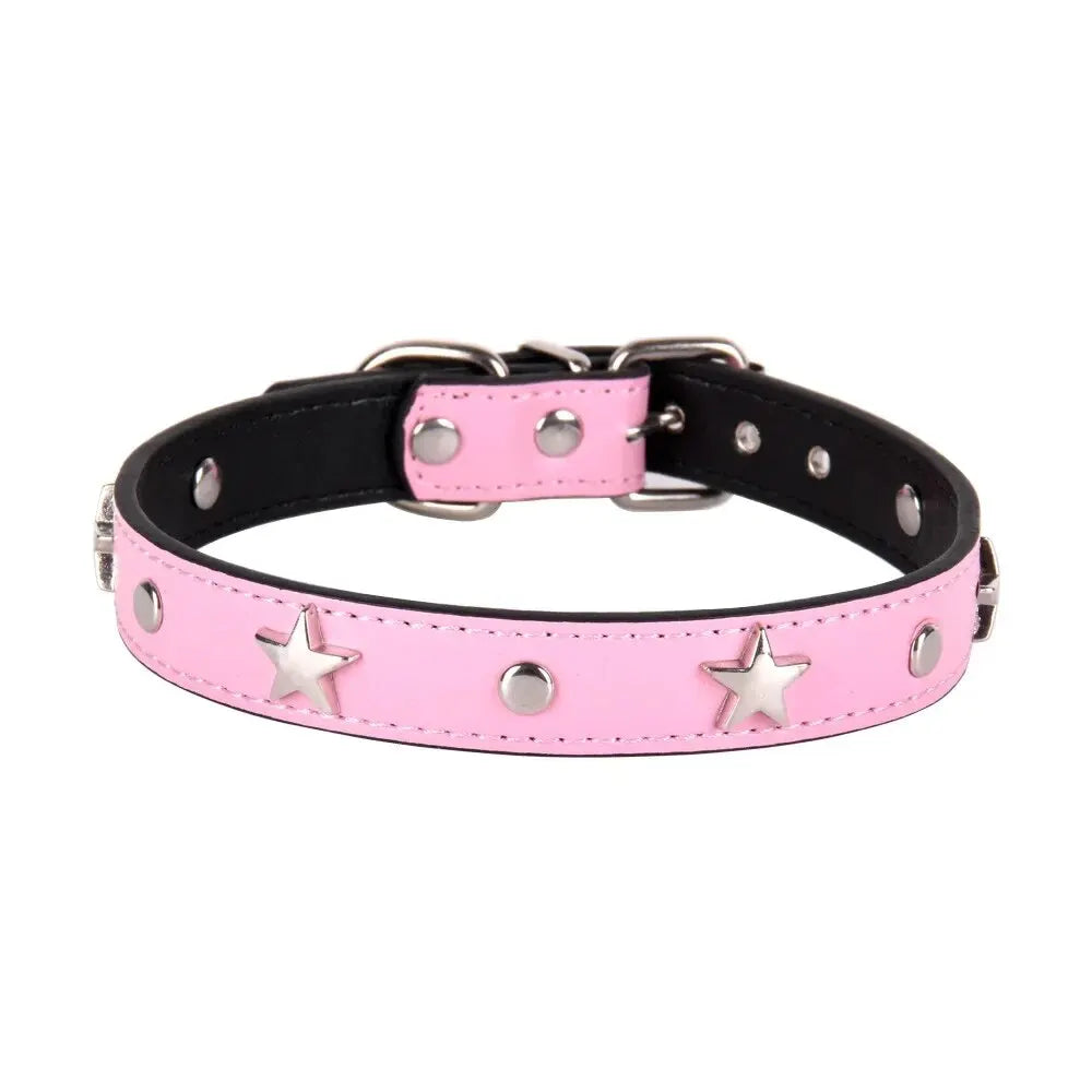 Pale pink leather dog collar