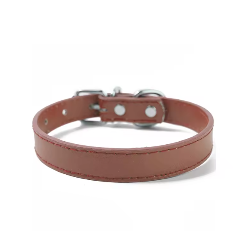 Brown leather puppy collar