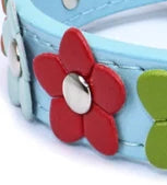 Leather dog collar with flowers