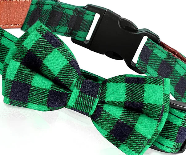 Tweed dog bow tie collar