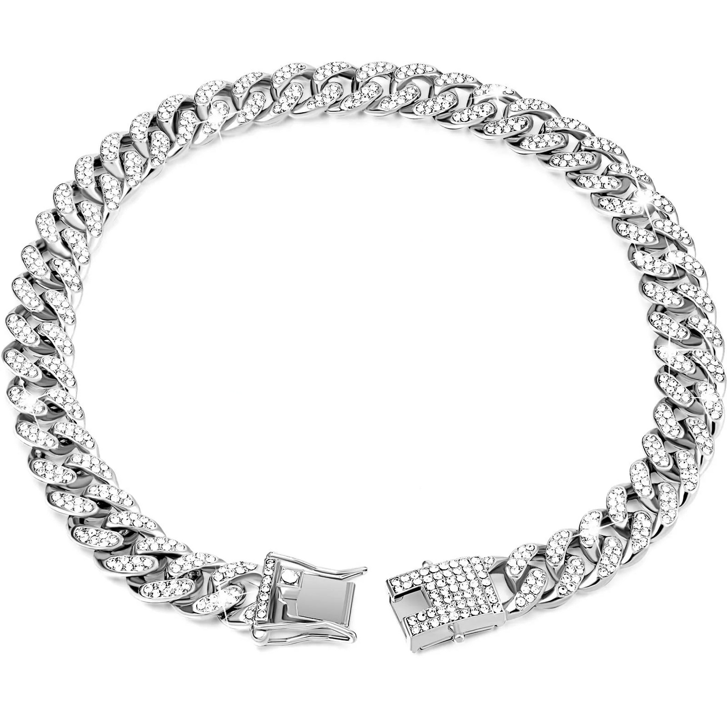 Dog collar chain silver