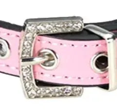 Baby pink leather dog collar