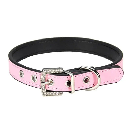 Baby pink leather dog collar