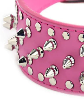 Pink leather dog collar with studs