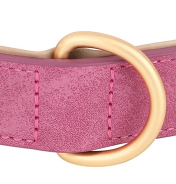 Pink leather dog collar