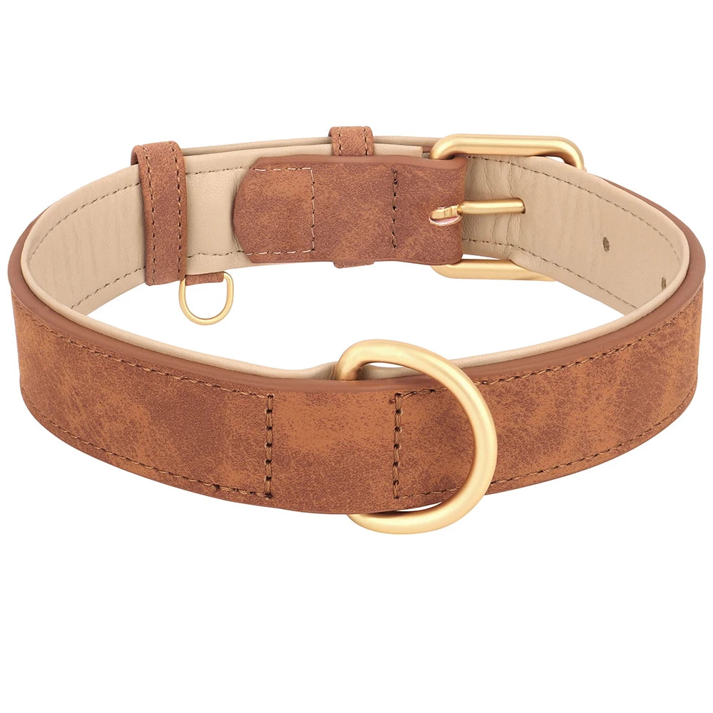 Tan brown leather dog collar