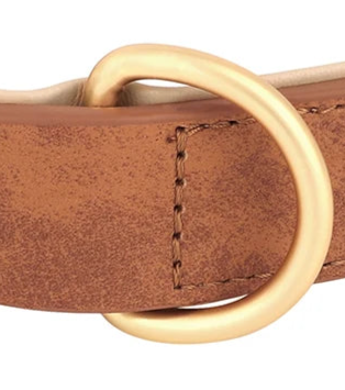 Tan brown leather dog collar