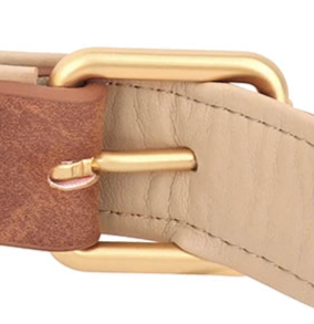 Tan brown leather dog collar