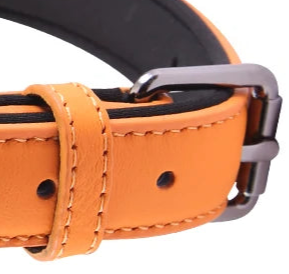 Orange leather dog collar