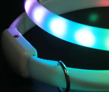 Rainbow light up dog collar