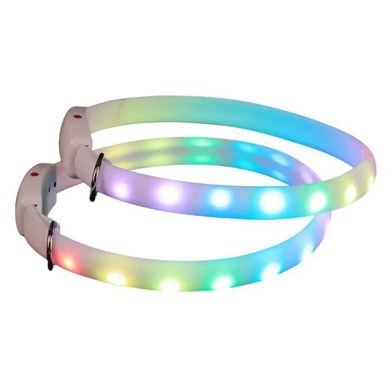 Rainbow light up dog collar