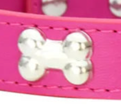 Hot pink leather dog collar