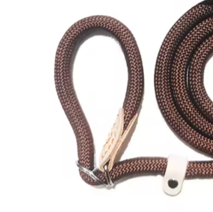 Brown dog collar and lead