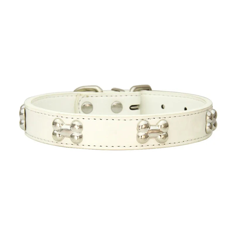 White leather dog collar