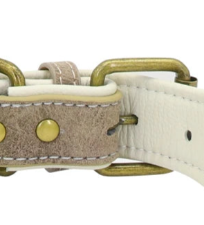 Grey leather dog collar