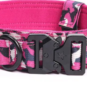 Pink camouflage dog collar